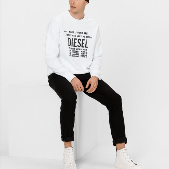 Diesel S Gir B5 Felpa Crew Sweatshirt Bright White Size XL - Picture 4 of 11